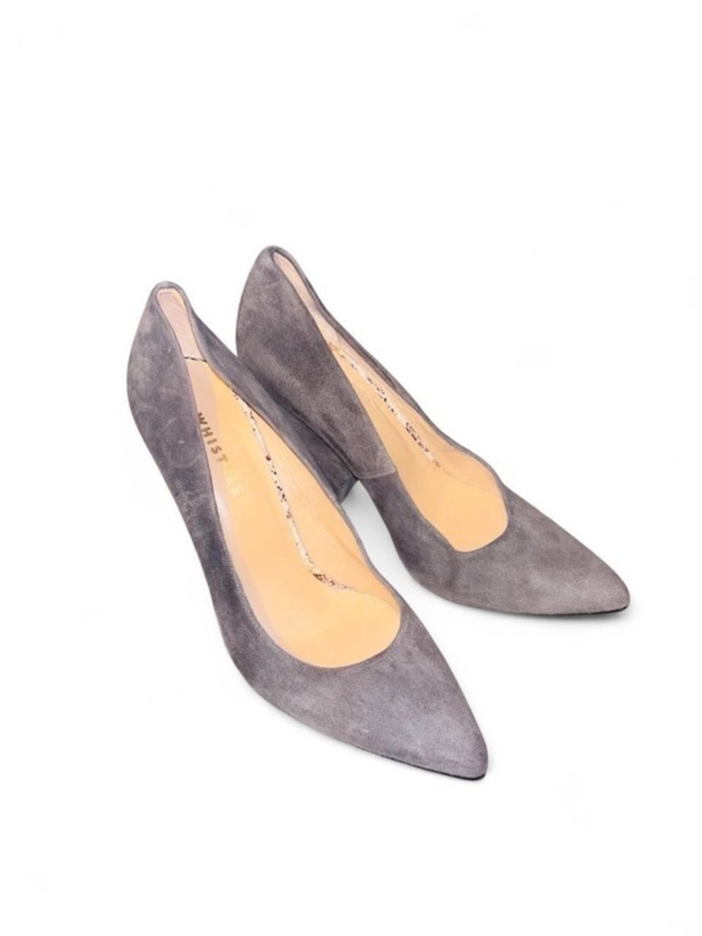 WHISTLES Grey Suede Court Shoes Heels -